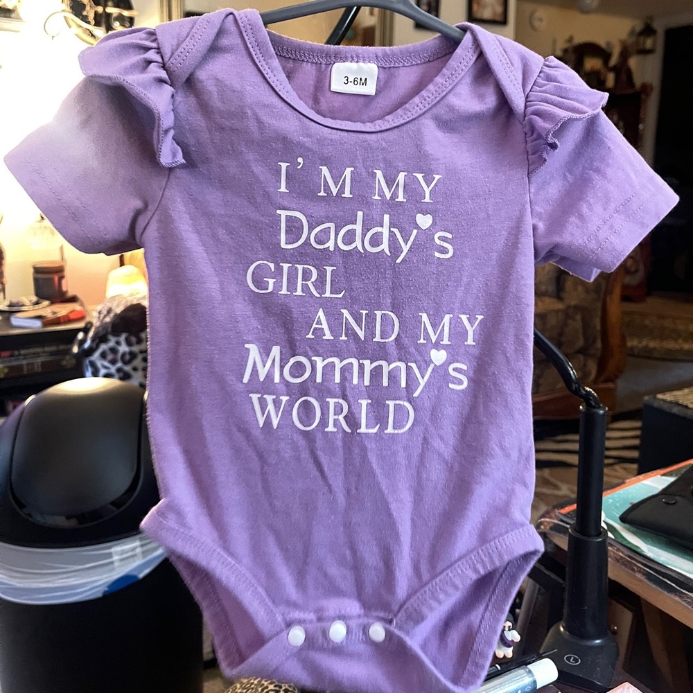 Purple onesie with flowered bloomers. 3-6 month never worn.